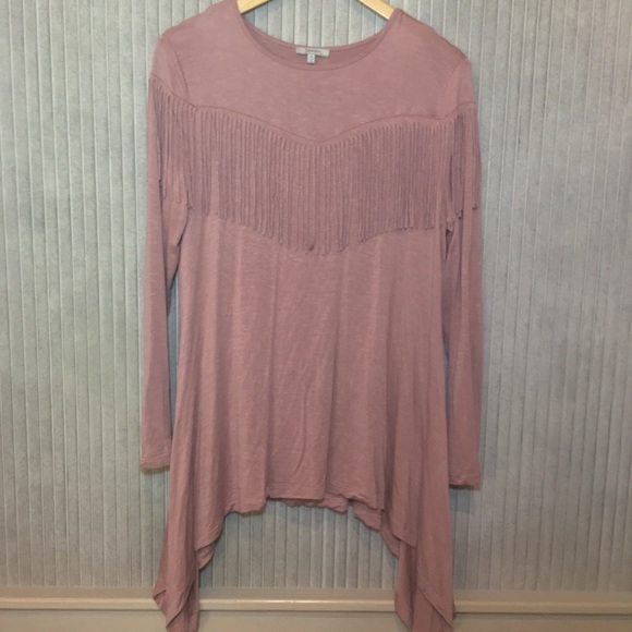 Coral Boutique Hi Lo Fringe Tunic Blouse - Picture 5 of 8